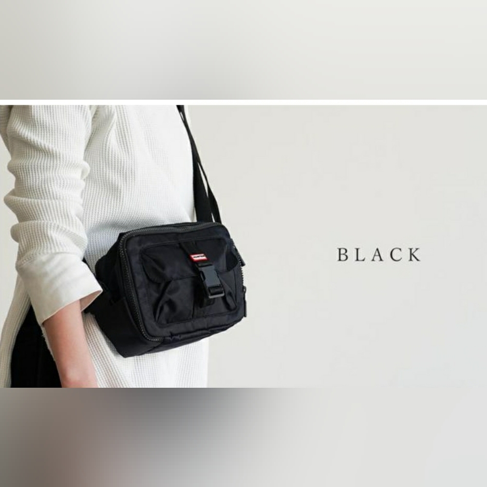 HUNTER Black Nylon Three-way Top Clip Crossbody Bag Unisex NWT.